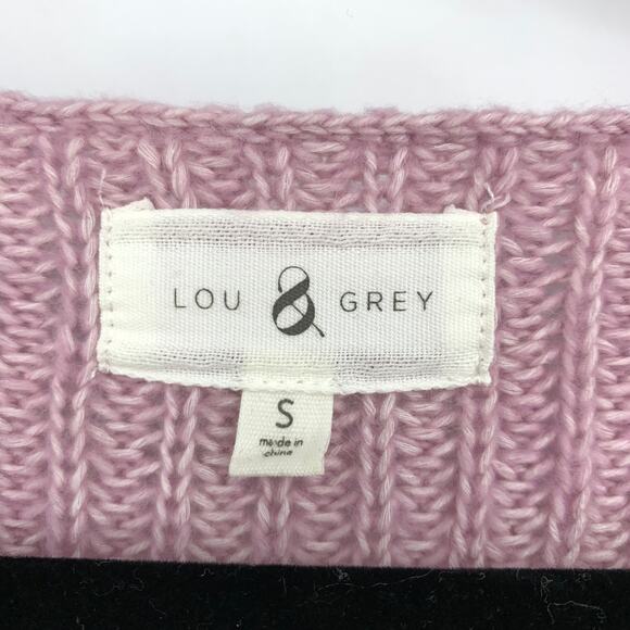 Lou & Grey Women's Size Small V-Neck Lavender Sweater Ribbed Knit - Picture 5 of 6